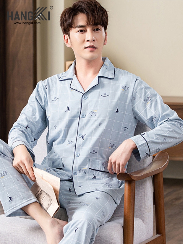 TD535 - Đồ Ngủ Pijama Nam Tay Dài Quần Dài Cotton