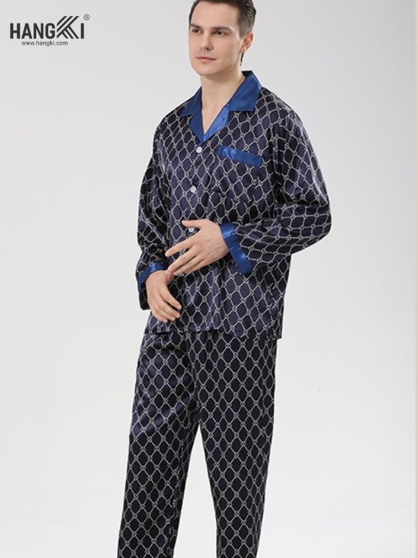 TD01 - Đồ Ngủ Pijama Nam Tay Dài Quần Dài Lụa