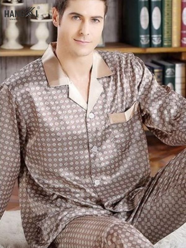 TD02 - Đồ Ngủ Pijama Nam Tay Dài Quần Dài Lụa