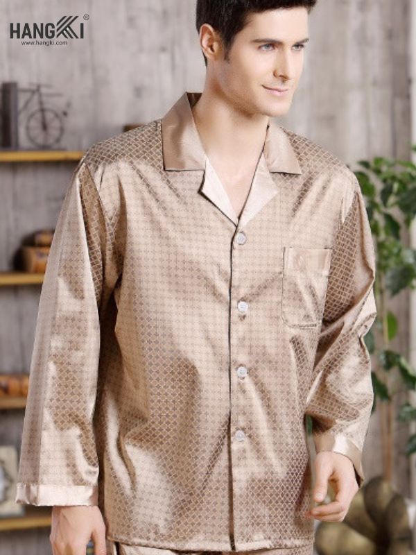 TD03 - Đồ Ngủ Pijama Nam Tay Dài Quần Dài Lụa