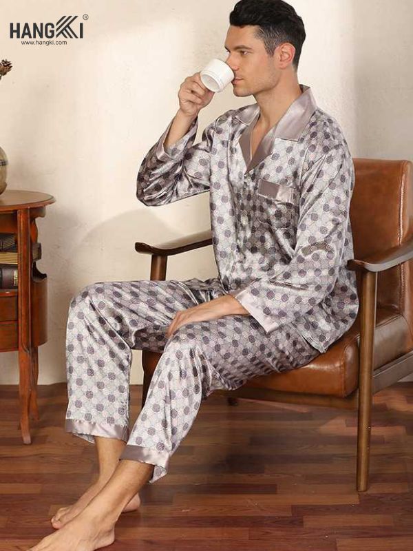 TD04 - Đồ Ngủ Pijama Nam Tay Dài Quần Dài Lụa