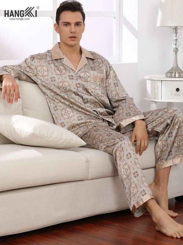 TD05 - Đồ Ngủ Pijama Nam Tay Dài Quần Dài Lụa