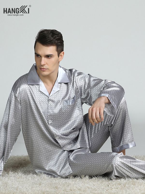 TD07 - Đồ Ngủ Pijama Nam Tay Dài Quần Dài Lụa