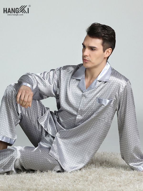 TD07 - Đồ Ngủ Pijama Nam Tay Dài Quần Dài Lụa