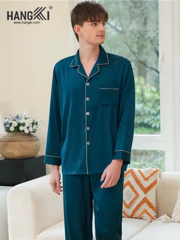 TD09 - Đồ Ngủ Pijama Nam Tay Dài Quần Dài Lụa
