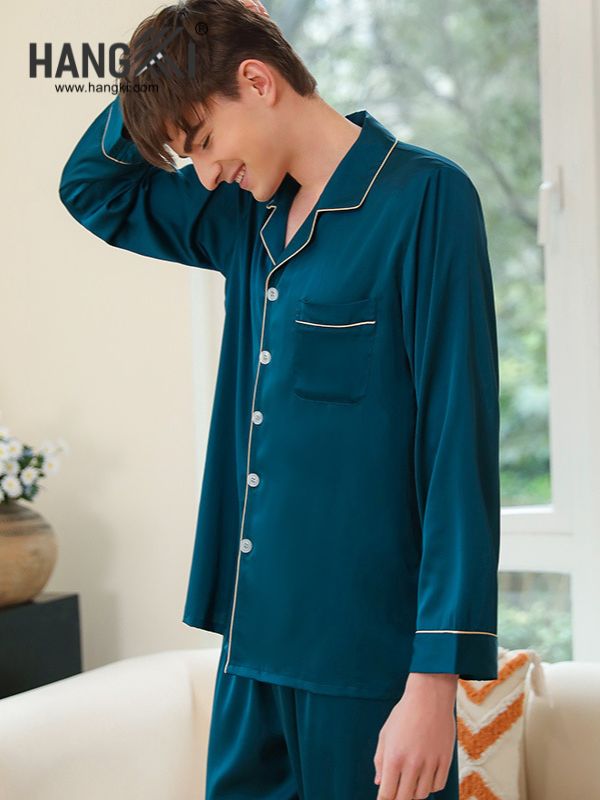 TD09 - Đồ Ngủ Pijama Nam Tay Dài Quần Dài Lụa