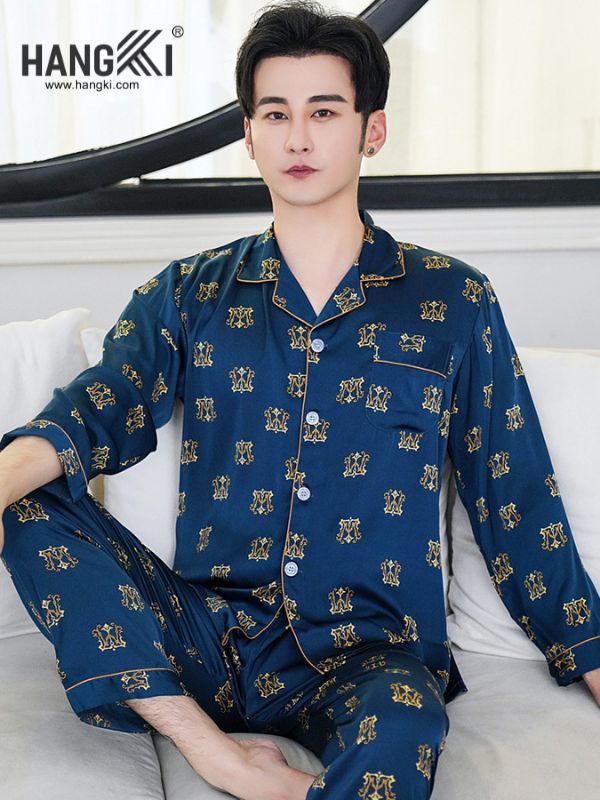 TD100 - Đồ Ngủ Pijama Nam Tay Dài Quần Dài Lụa