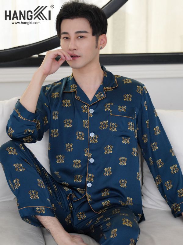 TD100 - Đồ Ngủ Pijama Nam Tay Dài Quần Dài Lụa