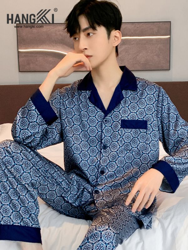 TD101 - Đồ Ngủ Pijama Nam Tay Dài Quần Dài Lụa