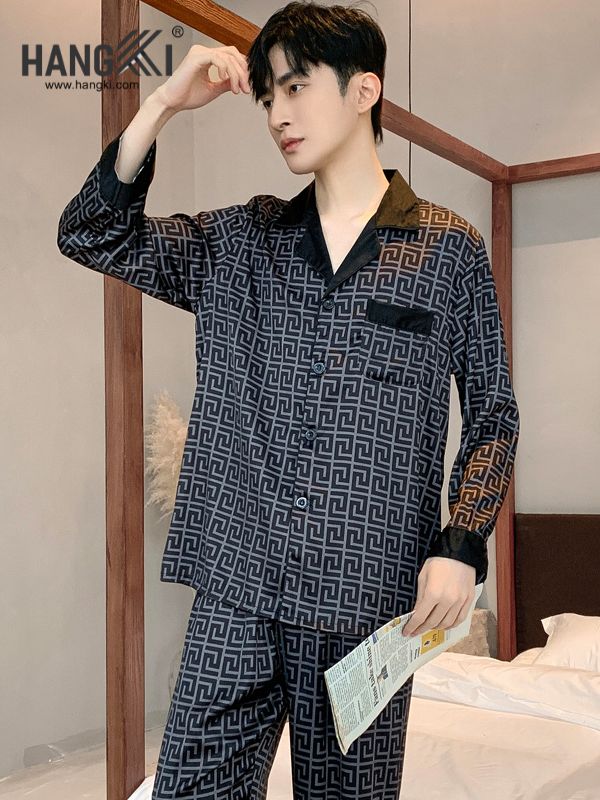 TD102 - Đồ Ngủ Pijama Nam Tay Dài Quần Dài Lụa