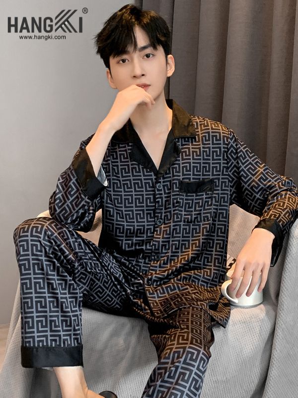 TD102 - Đồ Ngủ Pijama Nam Tay Dài Quần Dài Lụa
