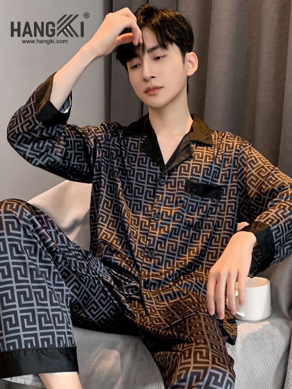 TD102 - Đồ Ngủ Pijama Nam Tay Dài Quần Dài Lụa