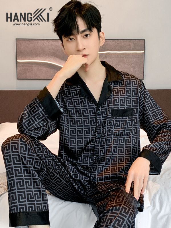 TD102 - Đồ Ngủ Pijama Nam Tay Dài Quần Dài Lụa
