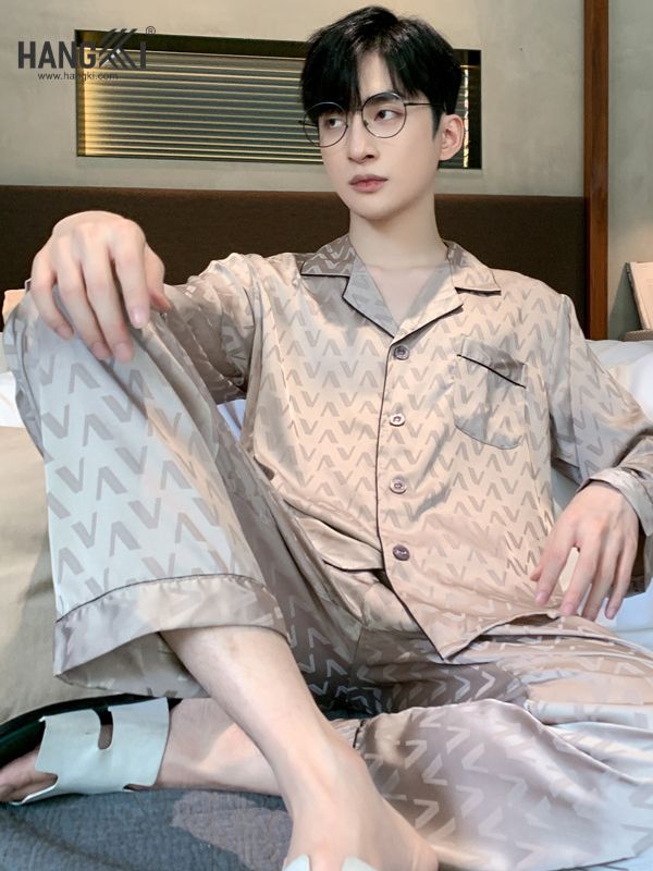 TD103 - Đồ Ngủ Pijama Nam Tay Dài Quần Dài Lụa