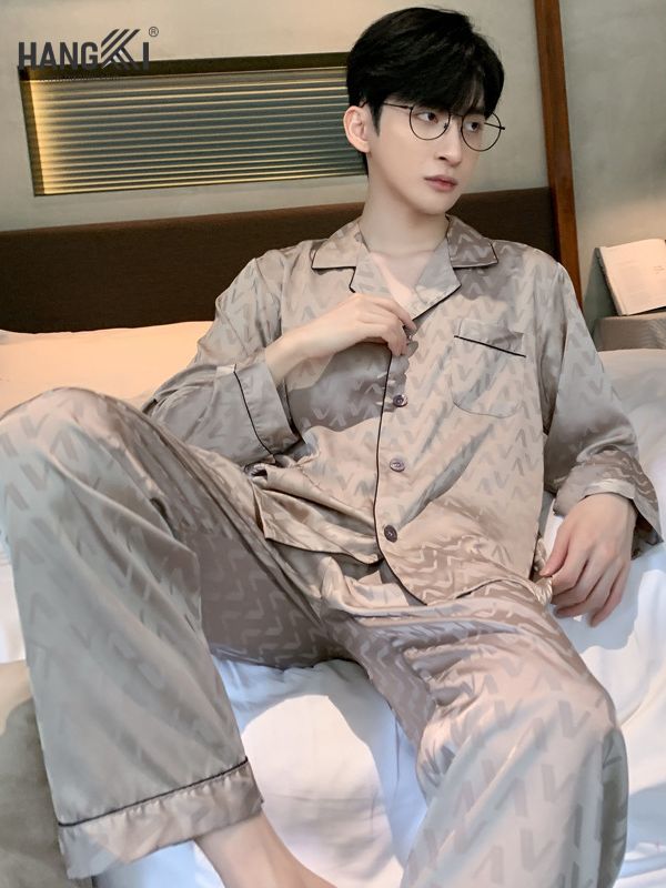 TD103 - Đồ Ngủ Pijama Nam Tay Dài Quần Dài Lụa