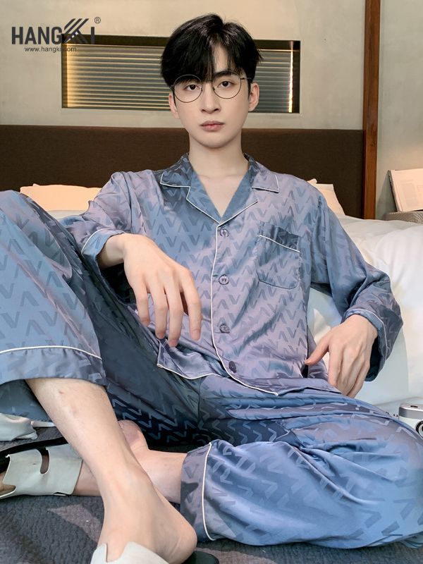 TD103 - Đồ Ngủ Pijama Nam Tay Dài Quần Dài Lụa