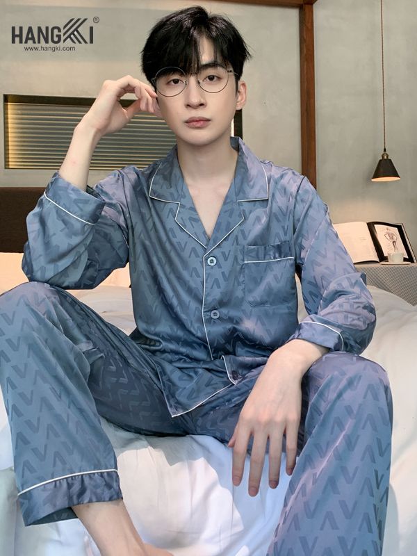 TD103 - Đồ Ngủ Pijama Nam Tay Dài Quần Dài Lụa
