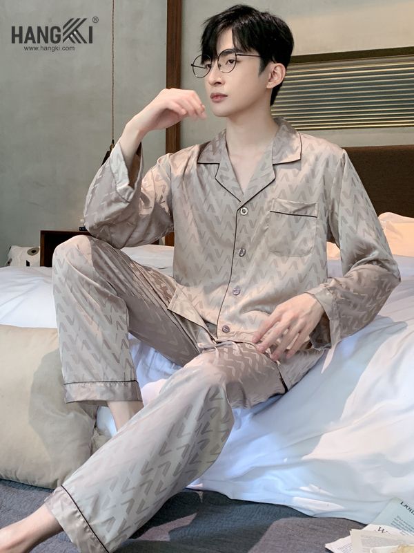 TD103 - Đồ Ngủ Pijama Nam Tay Dài Quần Dài Lụa