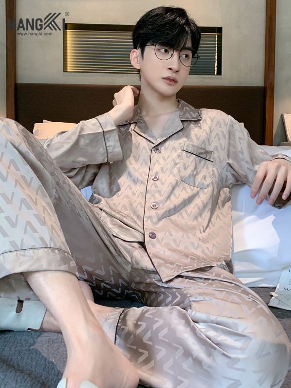 TD103 - Đồ Ngủ Pijama Nam Tay Dài Quần Dài Lụa