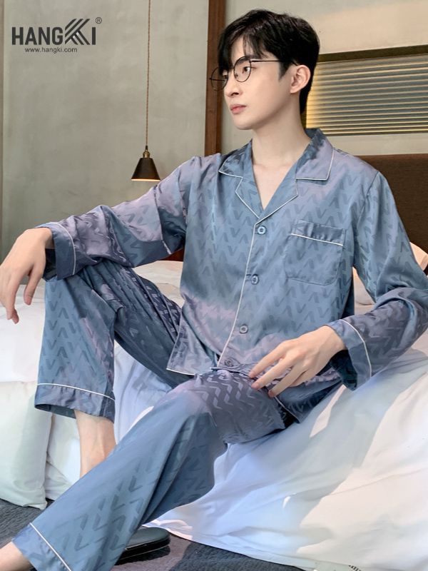 TD103 - Đồ Ngủ Pijama Nam Tay Dài Quần Dài Lụa