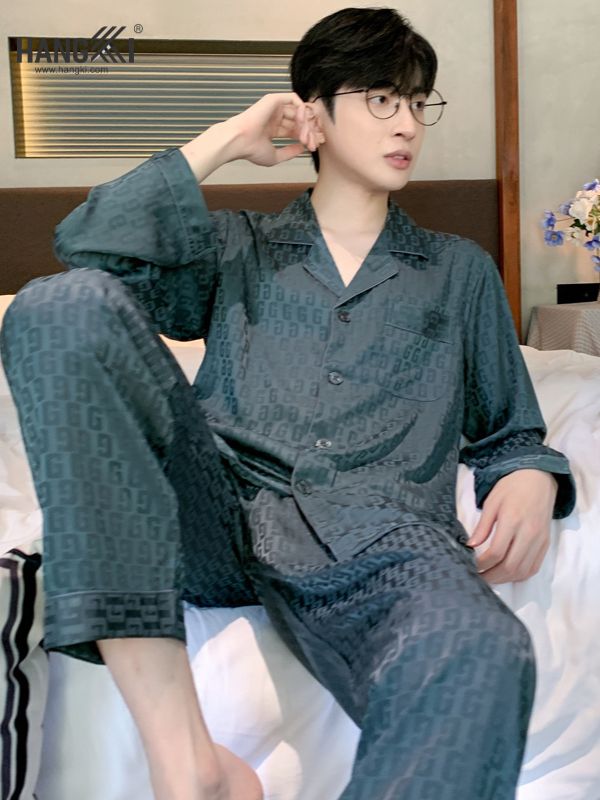 TD104 - Đồ Ngủ Pijama Nam Tay Dài Quần Dài Lụa