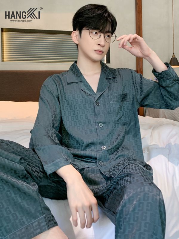 TD104 - Đồ Ngủ Pijama Nam Tay Dài Quần Dài Lụa
