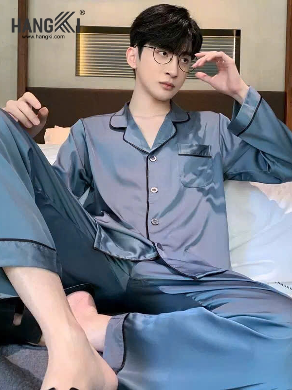 TD105 - Đồ Ngủ Pijama Nam Tay Dài Quần Dài Lụa