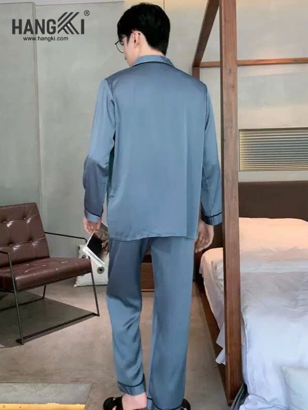 TD105 - Đồ Ngủ Pijama Nam Tay Dài Quần Dài Lụa