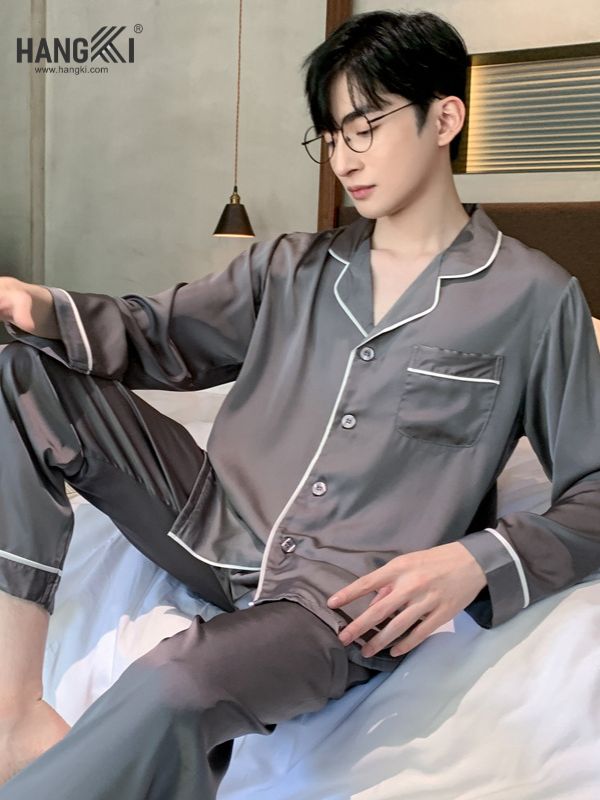 TD105 - Đồ Ngủ Pijama Nam Tay Dài Quần Dài Lụa