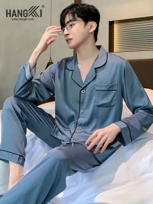 TD105 - Đồ Ngủ Pijama Nam Tay Dài Quần Dài Lụa