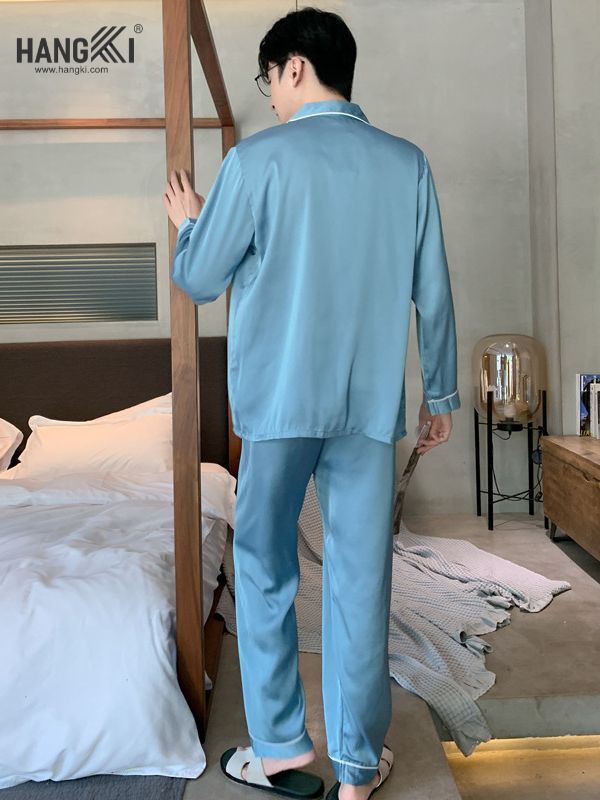 TD105 - Đồ Ngủ Pijama Nam Tay Dài Quần Dài Lụa