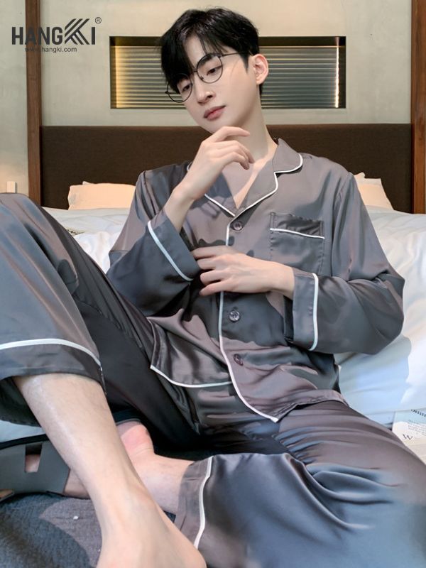 TD105 - Đồ Ngủ Pijama Nam Tay Dài Quần Dài Lụa
