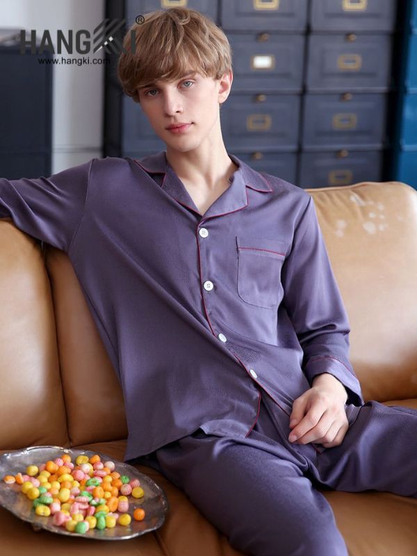 TD11 - Đồ Ngủ Pijama Nam Tay Dài Quần Dài Lụa
