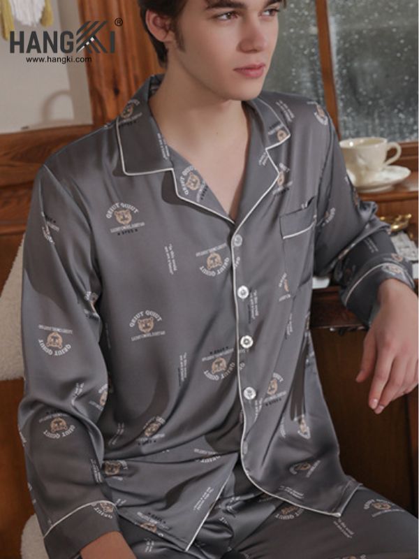 TD12 - Đồ Ngủ Pijama Nam Tay Dài Quần Dài Lụa