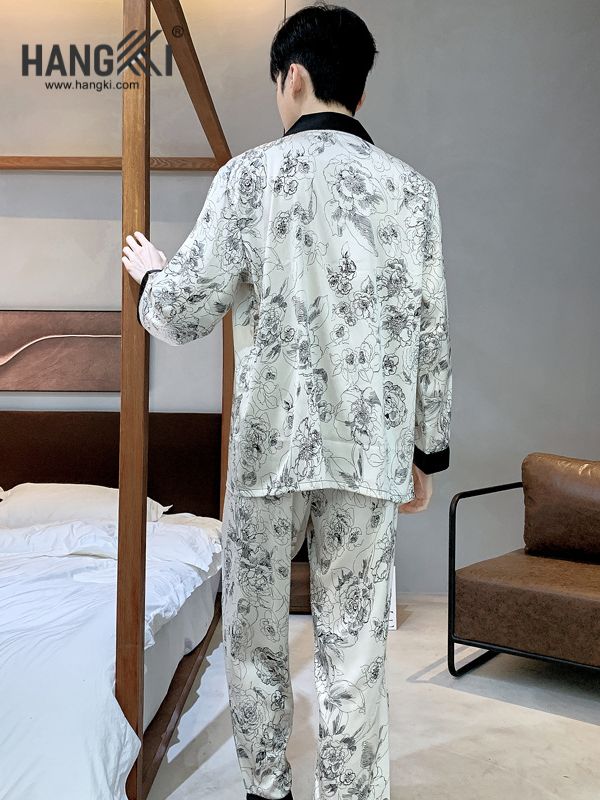 TD121 - Đồ Ngủ Pijama Nam Tay Dài Quần Dài Lụa
