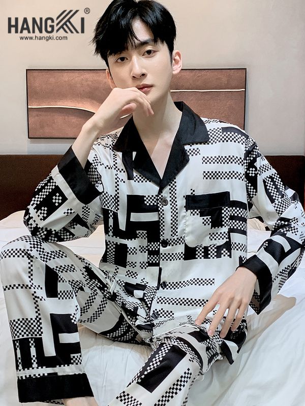 TD122 - Đồ Ngủ Pijama Nam Tay Dài Quần Dài Lụa