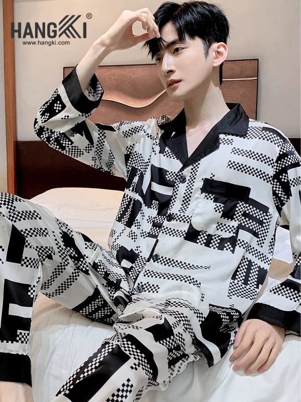 TD122 - Đồ Ngủ Pijama Nam Tay Dài Quần Dài Lụa