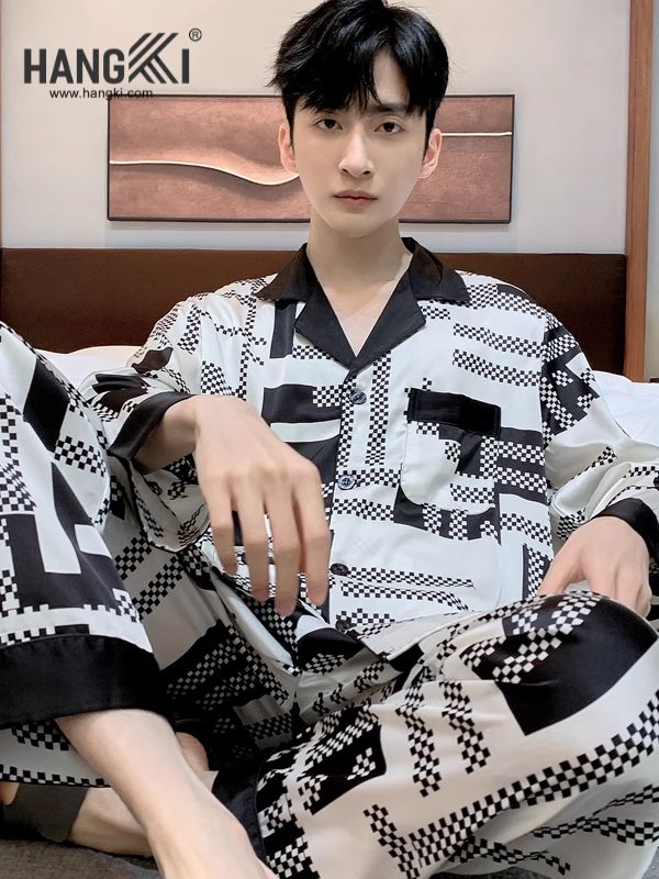 TD122 - Đồ Ngủ Pijama Nam Tay Dài Quần Dài Lụa