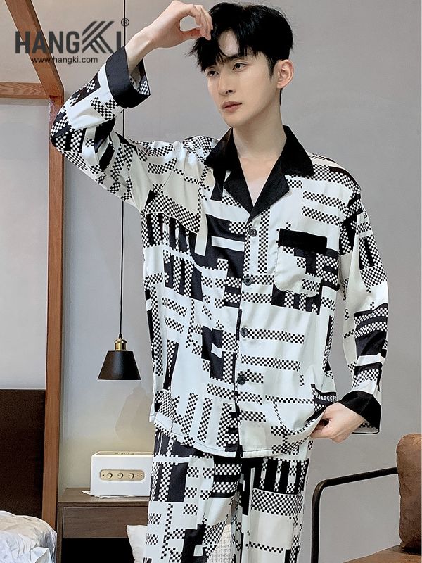 TD122 - Đồ Ngủ Pijama Nam Tay Dài Quần Dài Lụa