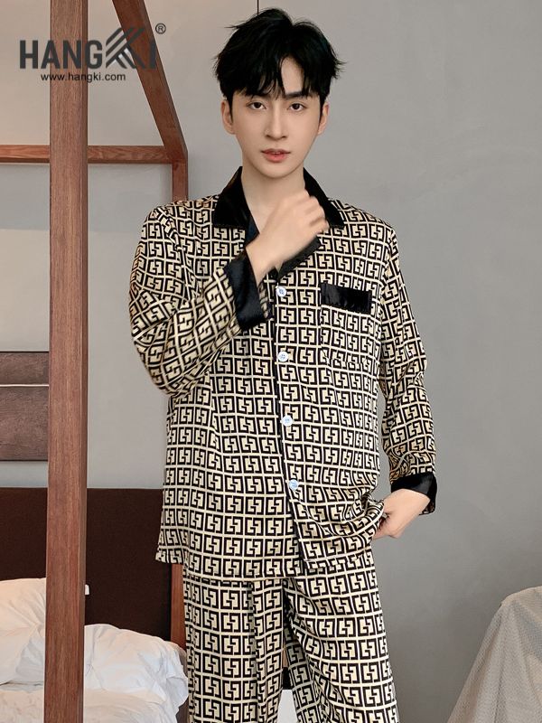 TD123 - Đồ Ngủ Pijama Nam Tay Dài Quần Dài Lụa