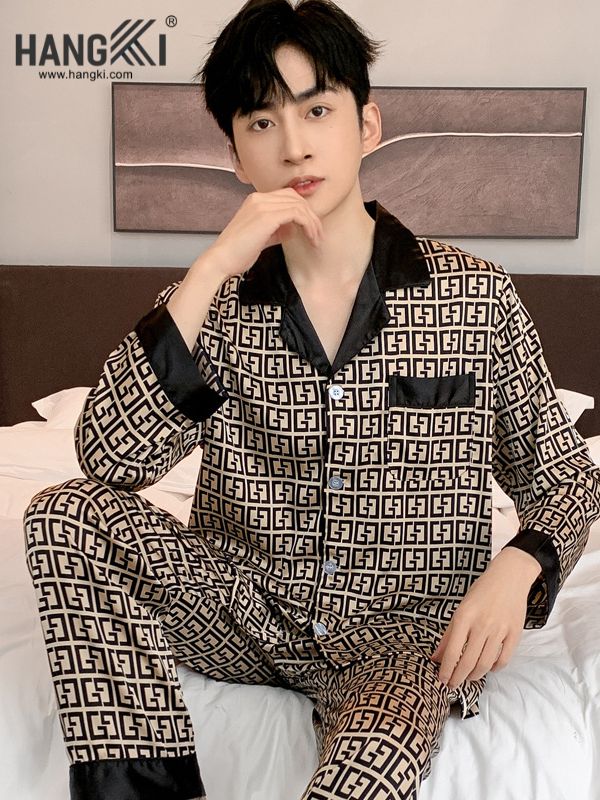 TD123 - Đồ Ngủ Pijama Nam Tay Dài Quần Dài Lụa