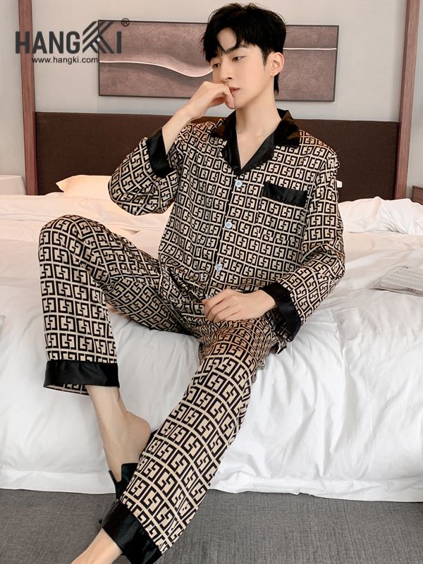 TD123 - Đồ Ngủ Pijama Nam Tay Dài Quần Dài Lụa