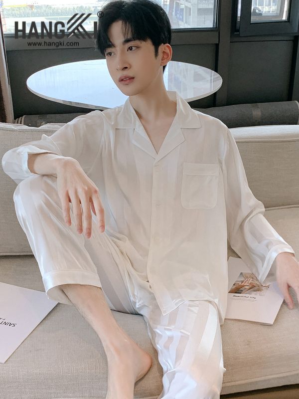 TD124 - Đồ Ngủ Pijama Nam Tay Dài Quần Dài Lụa