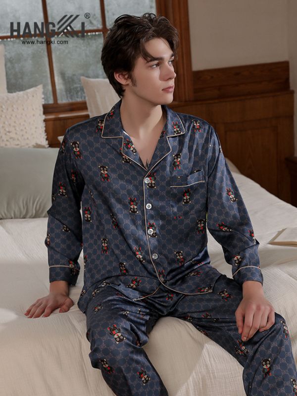 TD13 - Đồ Ngủ Pijama Nam Tay Dài Quần Dài Lụa