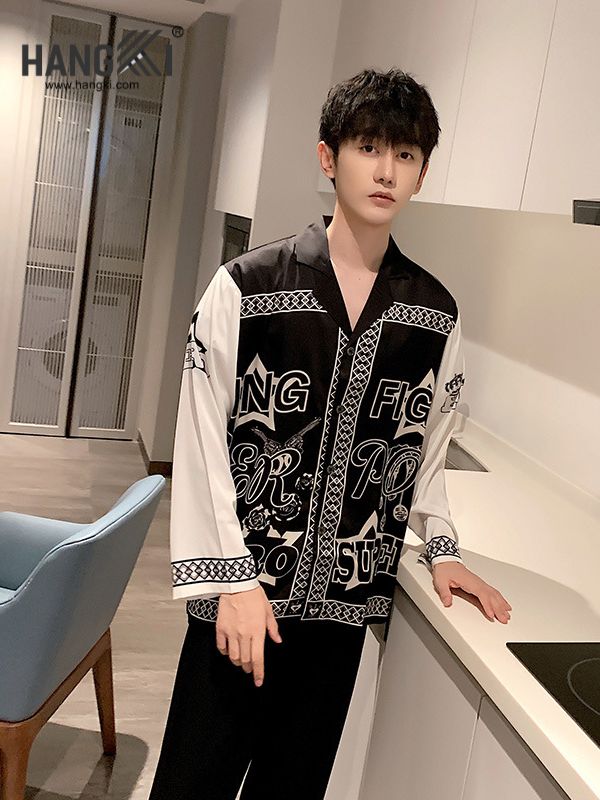 TD130 - Đồ Ngủ Pijama Nam Tay Dài Quần Dài Lụa