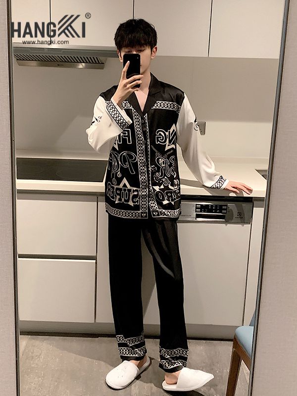 TD130 - Đồ Ngủ Pijama Nam Tay Dài Quần Dài Lụa