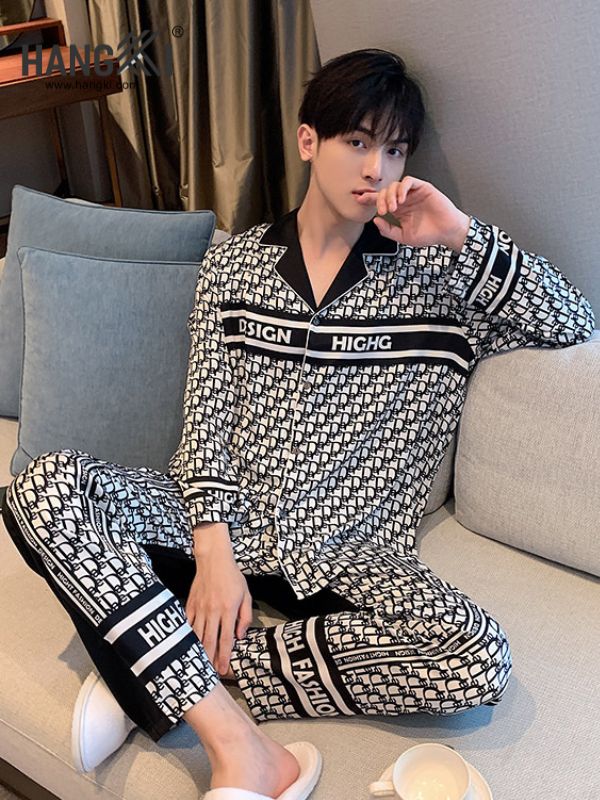 TD131 - Đồ Ngủ Pijama Nam Tay Dài Quần Dài Lụa