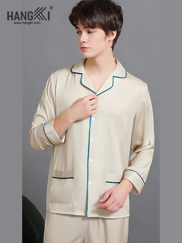 TD133 - Đồ Ngủ Pijama Nam Tay Dài Quần Dài Lụa