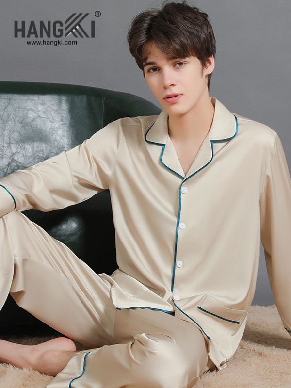 TD133 - Đồ Ngủ Pijama Nam Tay Dài Quần Dài Lụa