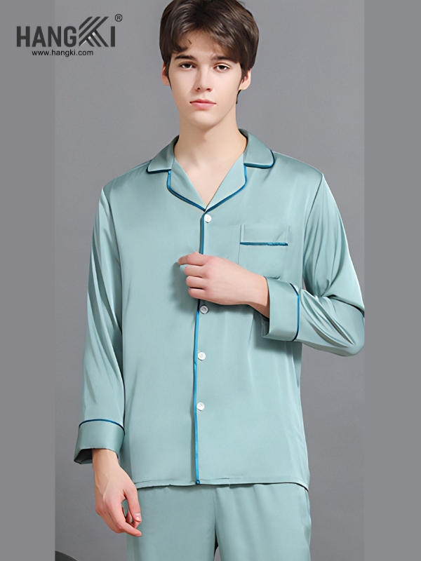 TD134 - Đồ Ngủ Pijama Nam Tay Dài Quần Dài Lụa